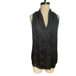 NWT Rachel Zoe Women’s Black 100% silk Subtle Snakeskin Print Vest Size 8